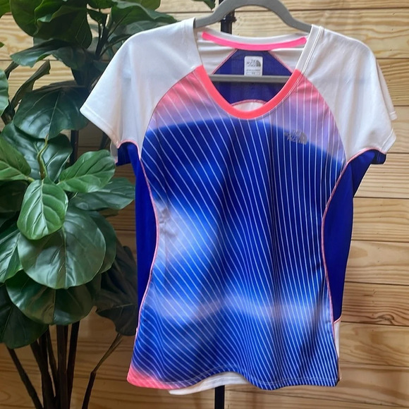North Face Medium stripes ombre Flashdry womens shirt athletic dryfit hiking NWT - Picture 10 of 12